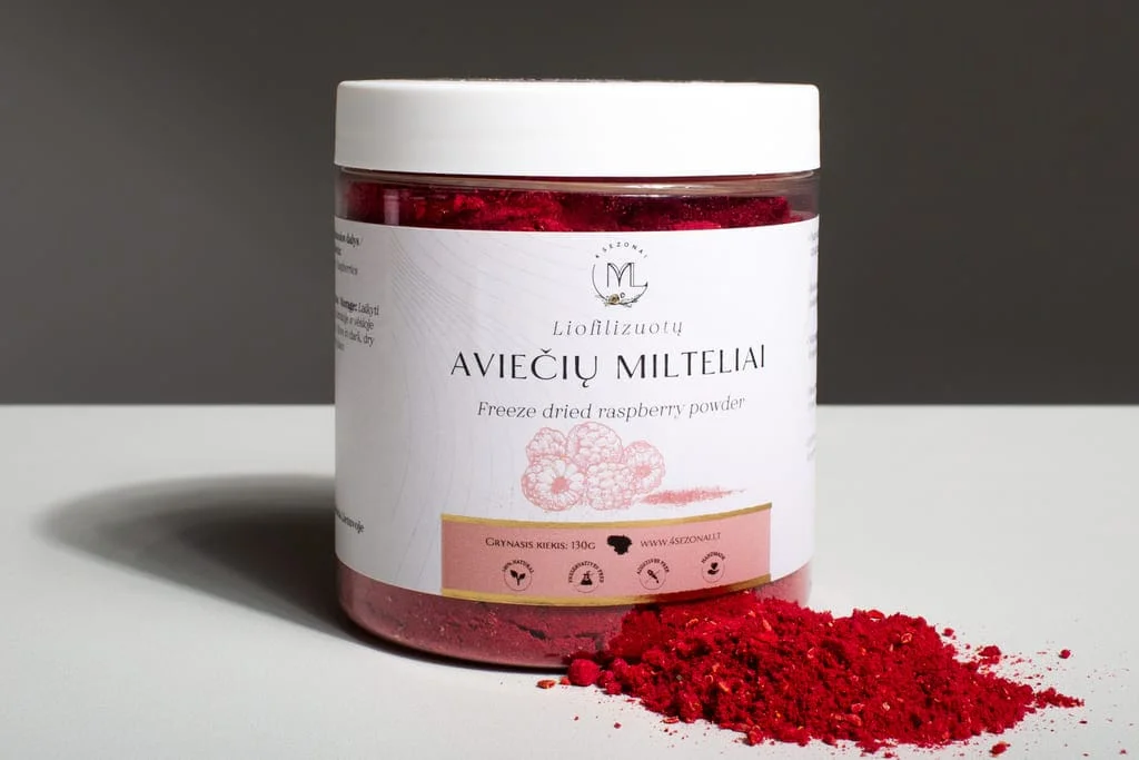 Liofilizuotų aviečių milteliai, 130g (250ml)
