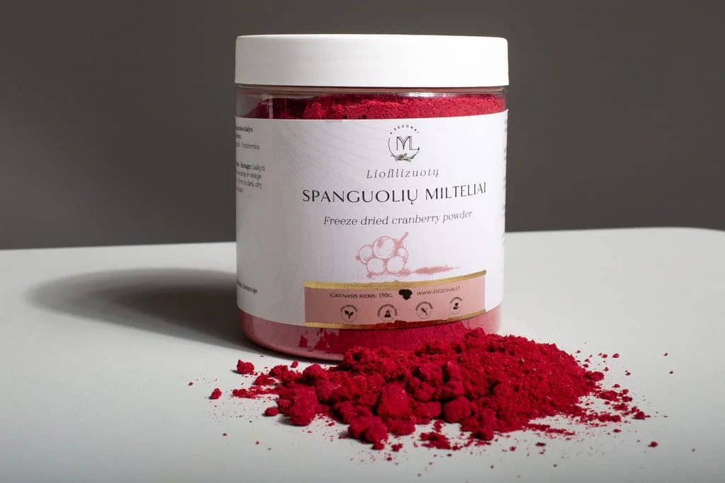 Liofilizuotų spanguolių milteliai, 130g (250ml)
