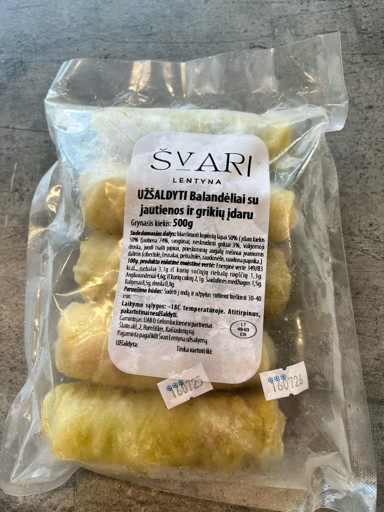 Balandėliai su jautienos ir grikių įdaru, 500g