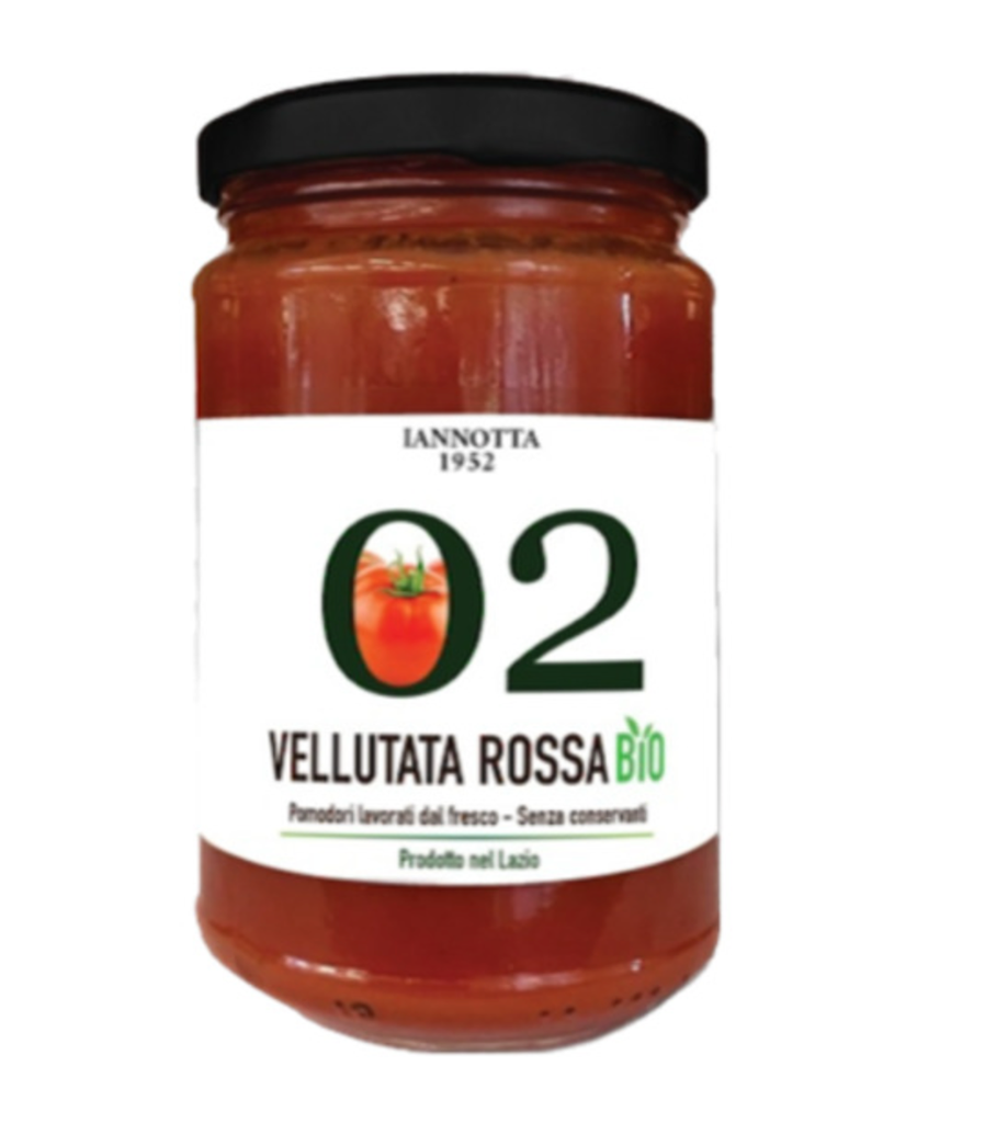 Ekologiška raudonųjų pomidorų PADAŽAS – 290g             Vellutata di pomodoro rosso da Agricoltura biologica 290 gr 