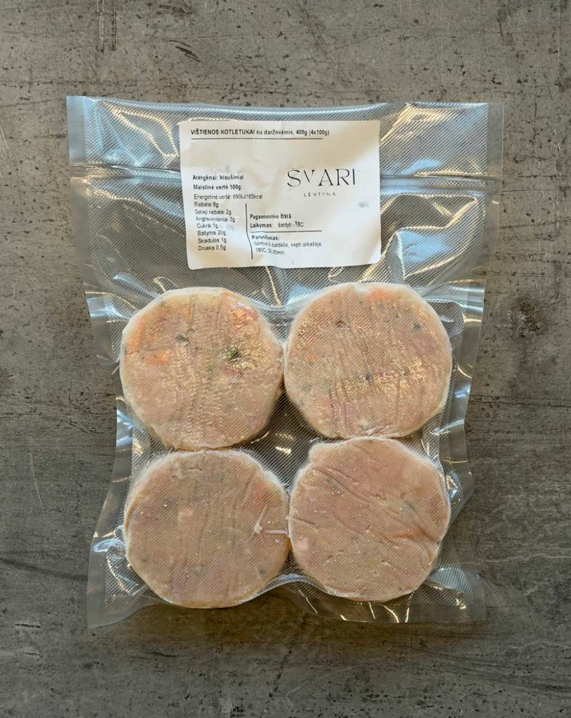 VIŠTIENOS KOTLETUKAI su daržovėmis, 400g
