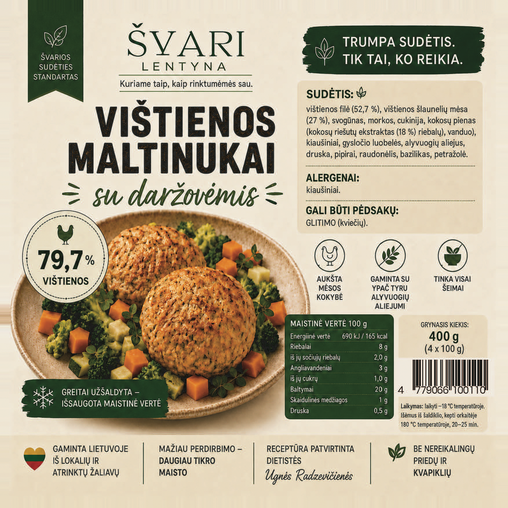 VIŠTIENOS KOTLETUKAI su daržovėmis, 400g
