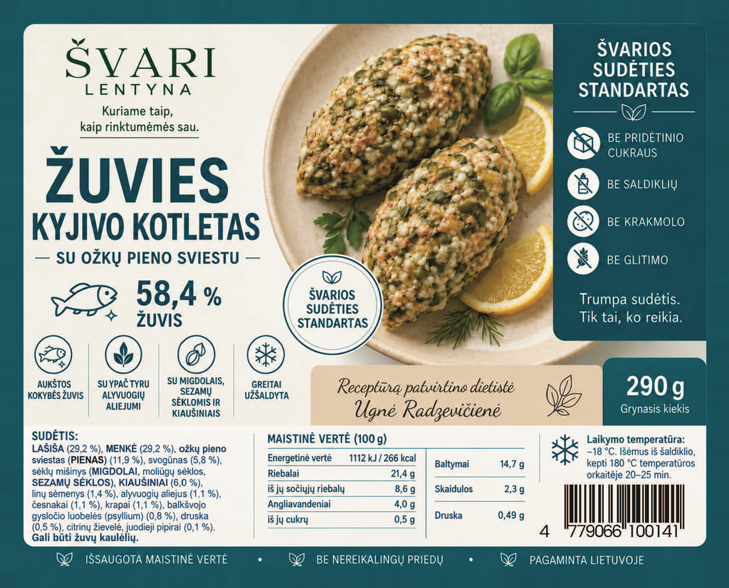 Žuvies Kyjivo kotletas su ožkos pieno sviestu, 290g